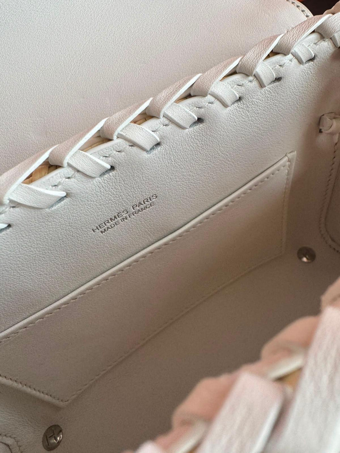 Hermès Mini Kelly Picnic Wicker New White Palladium Hardware 2020