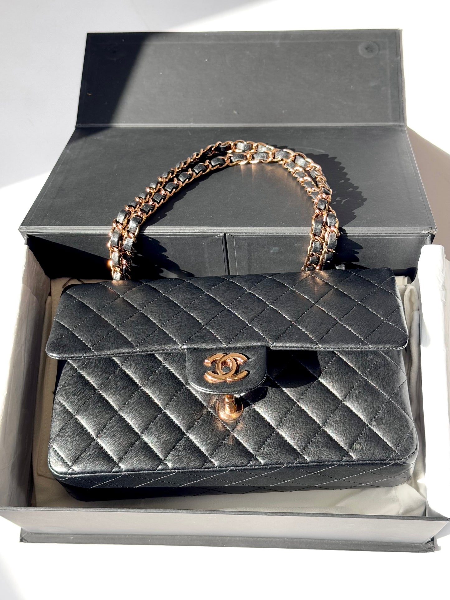 Chanel Black Medium Lambskin Flap Bag + RGHW