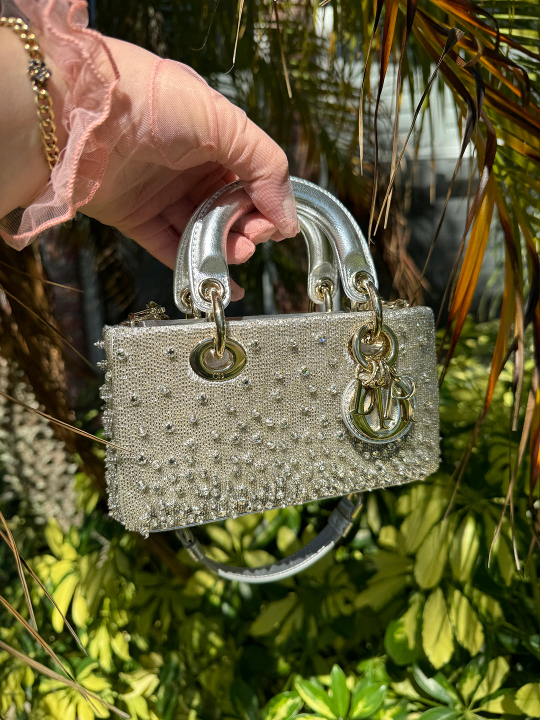 2023 Lady D-Joy Silver Embellished Micro Bag