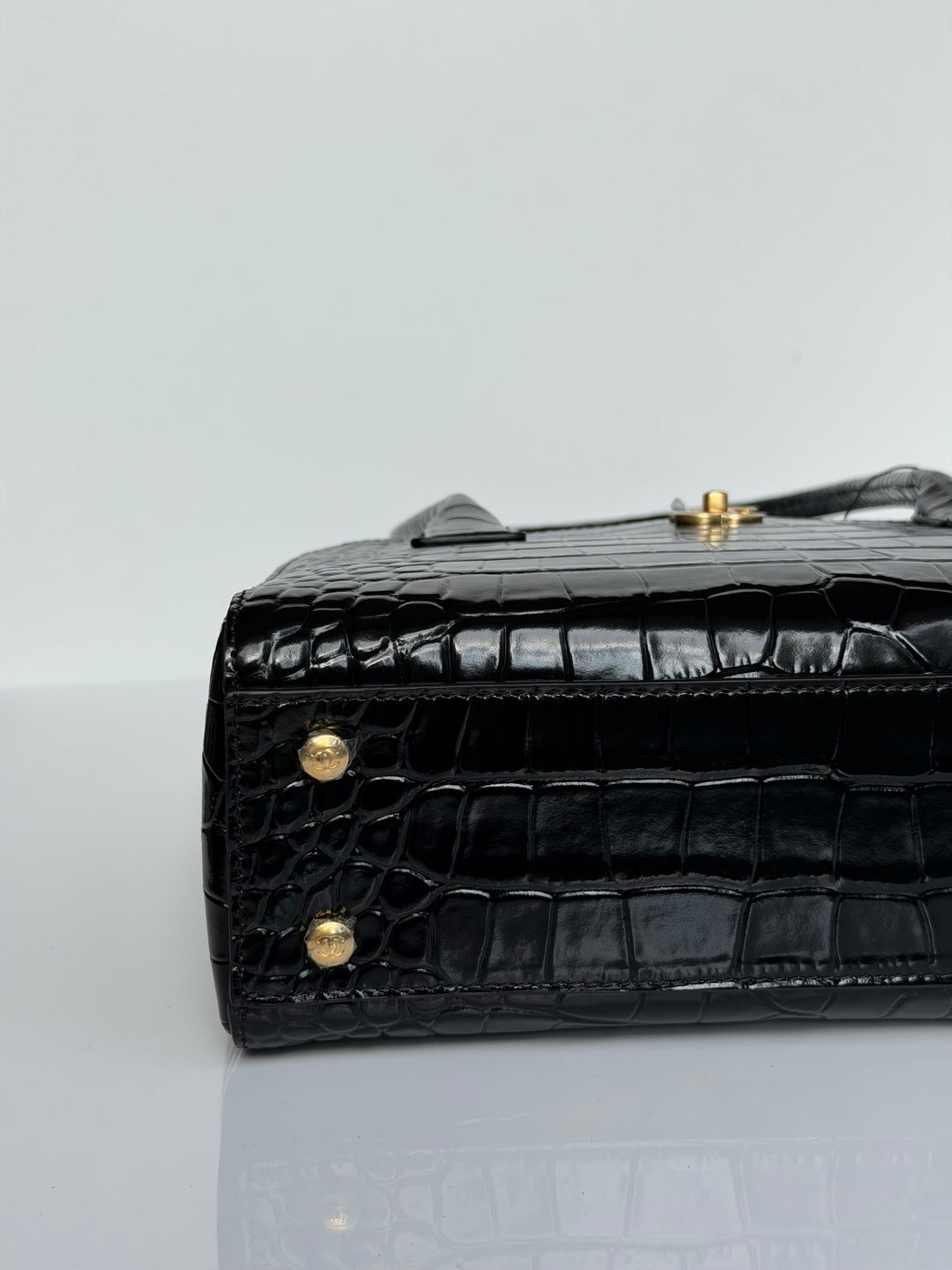 Chanel Mini Shopping Bag Crocodile Embossed Calfskin Black 2026