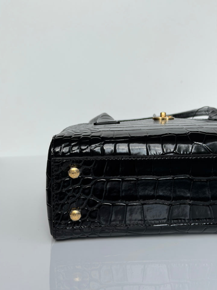 Chanel Mini Shopping Bag Crocodile Embossed Calfskin Black 2026