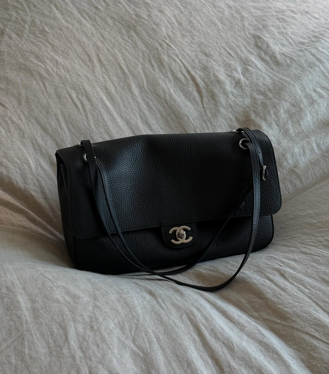 Chanel Maxi 32 Flap Bag Black Souplissimo Grained Calfskin Silver Tone Hardware 2026