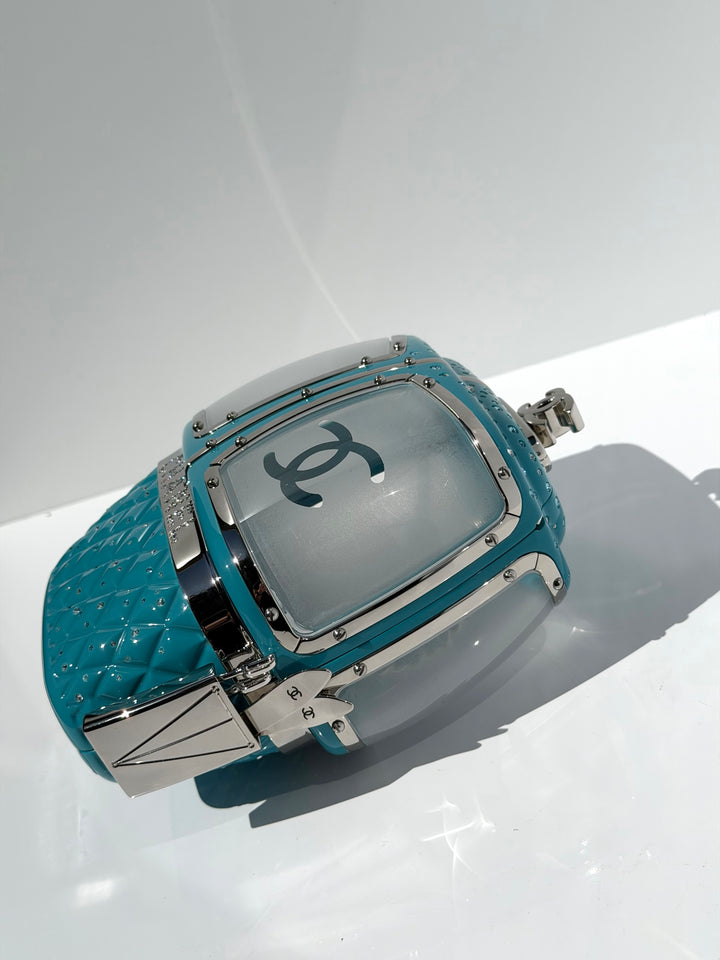Chanel Ski Gondola Swarovski Minaudière Blue Silver Hardware 2019