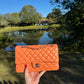 Chanel 21S Orange Neon Lambskin Medium Flap Bag