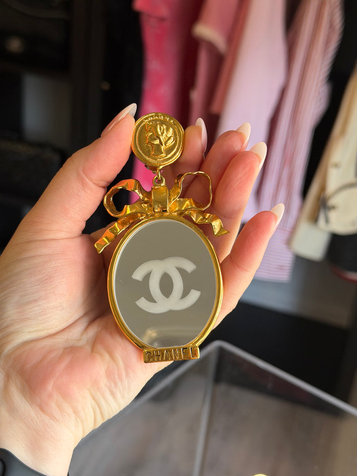 Chanel Mirror Drop Earrings Gold Plated 1990–2000