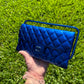 Chanel Classic Flap Patent Metallic Blue Frame Clutch