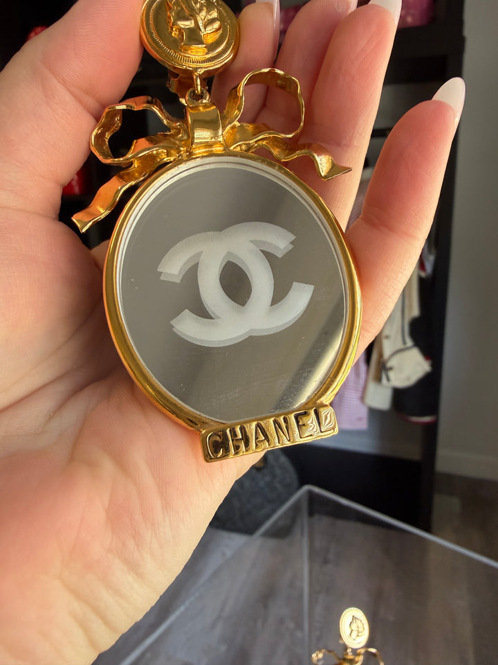 Chanel Mirror Drop Earrings Gold Plated 1990–2000
