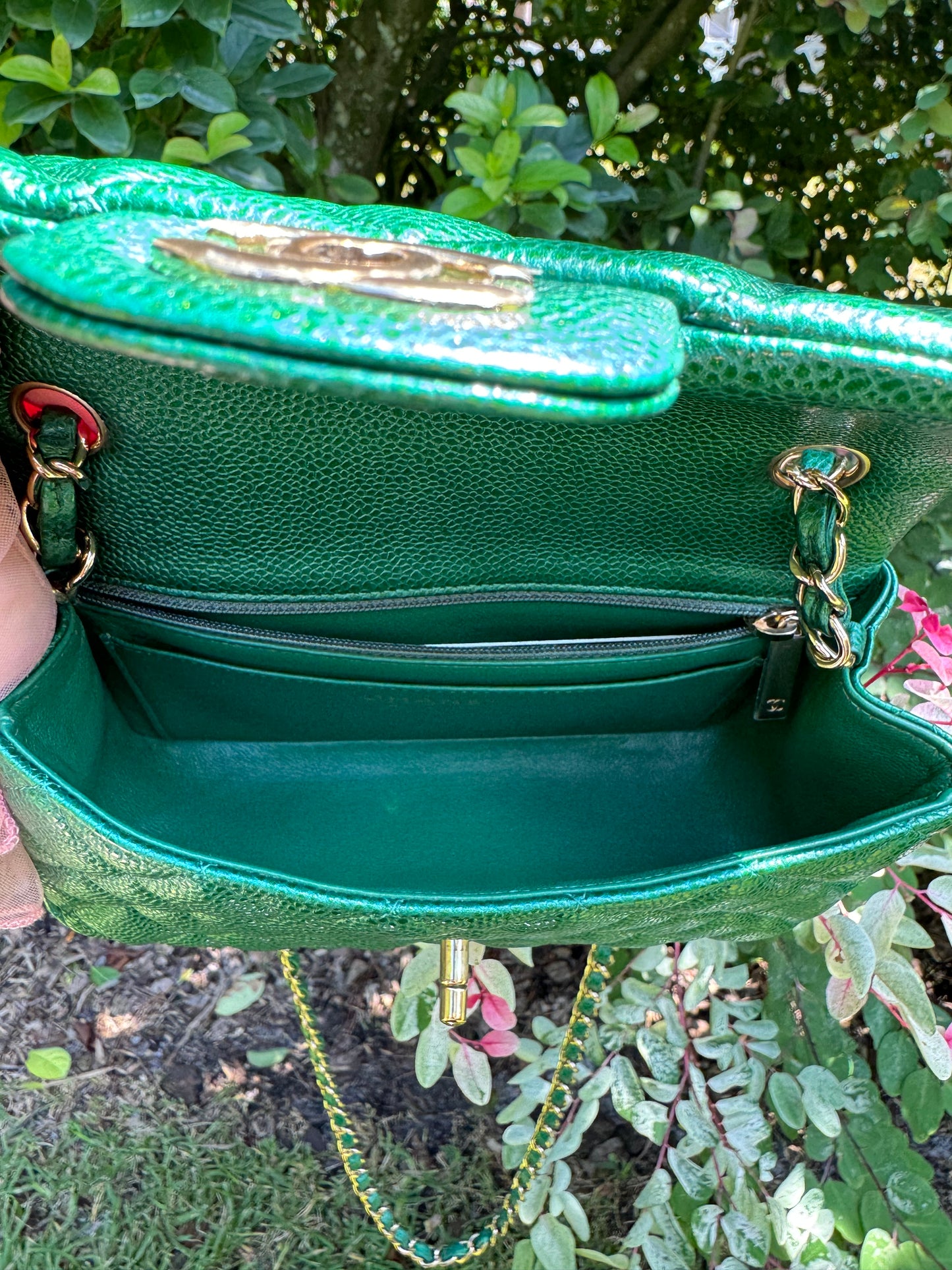 Chanel 18S Emerald Green Caviar Mini Flap Bag