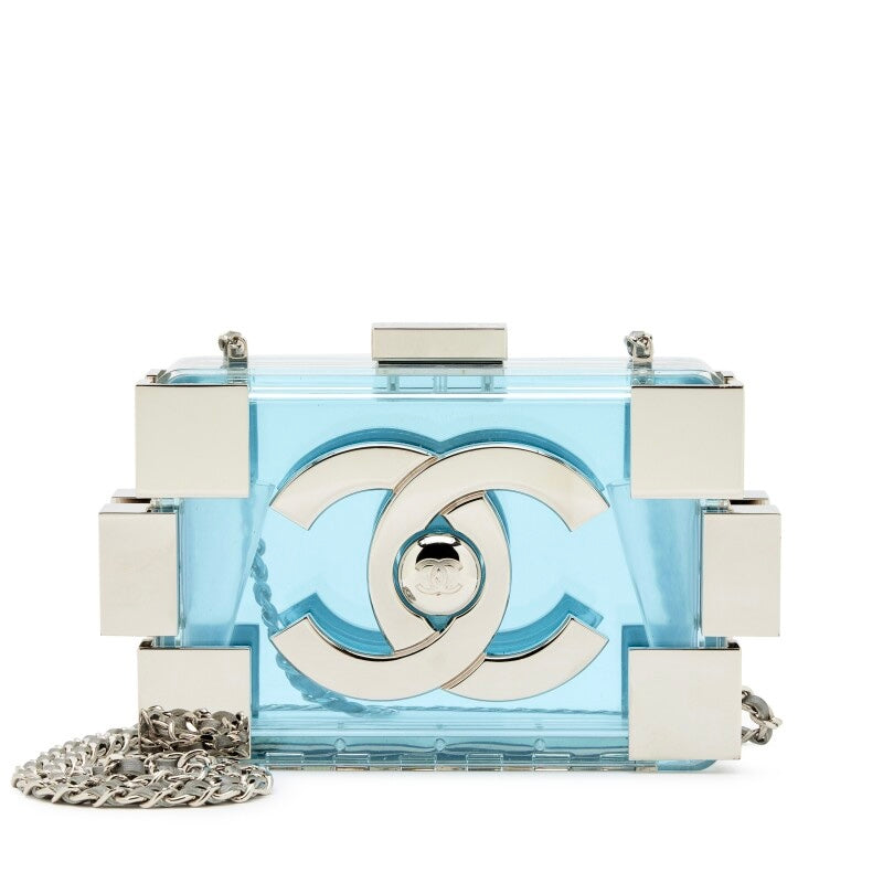 Chanel Plexiglass Blue & Silver Barcode Lego Minaudiere