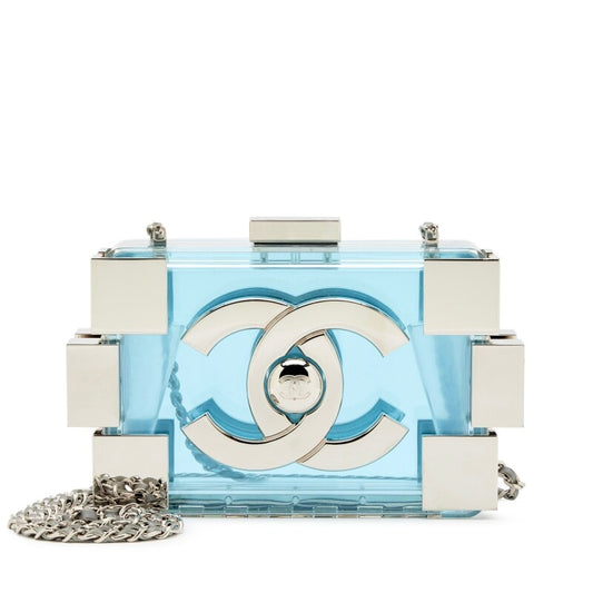 Chanel Plexiglass Blue & Silver Barcode Lego Minaudiere