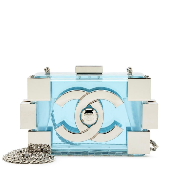 Chanel Plexiglass Blue & Silver Barcode Lego Minaudiere
