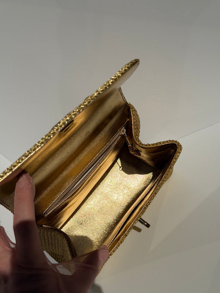 Chanel RARE Vintage Gold Silk Rope Shoulder Bag