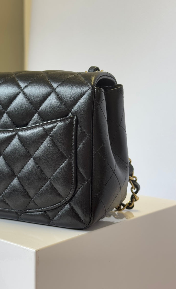 Chanel 2024 Black Mini Lambskin Square Flap Bag