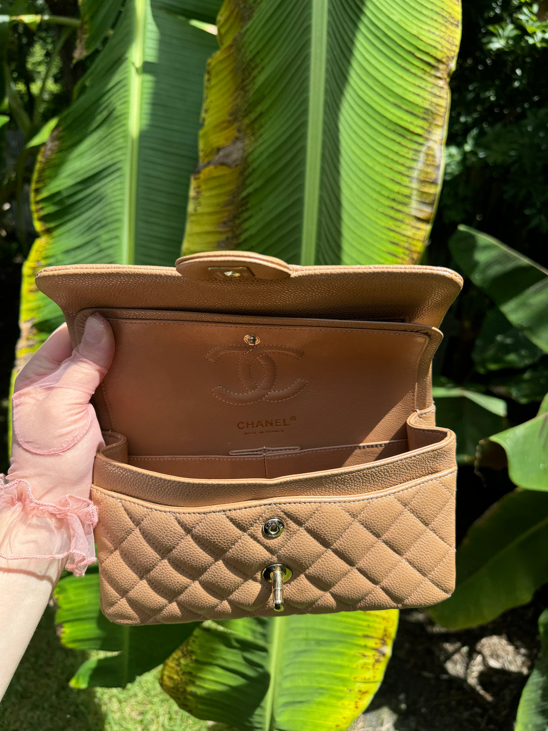 Chanel 18S Small Dark Beige Caviar Double Flap