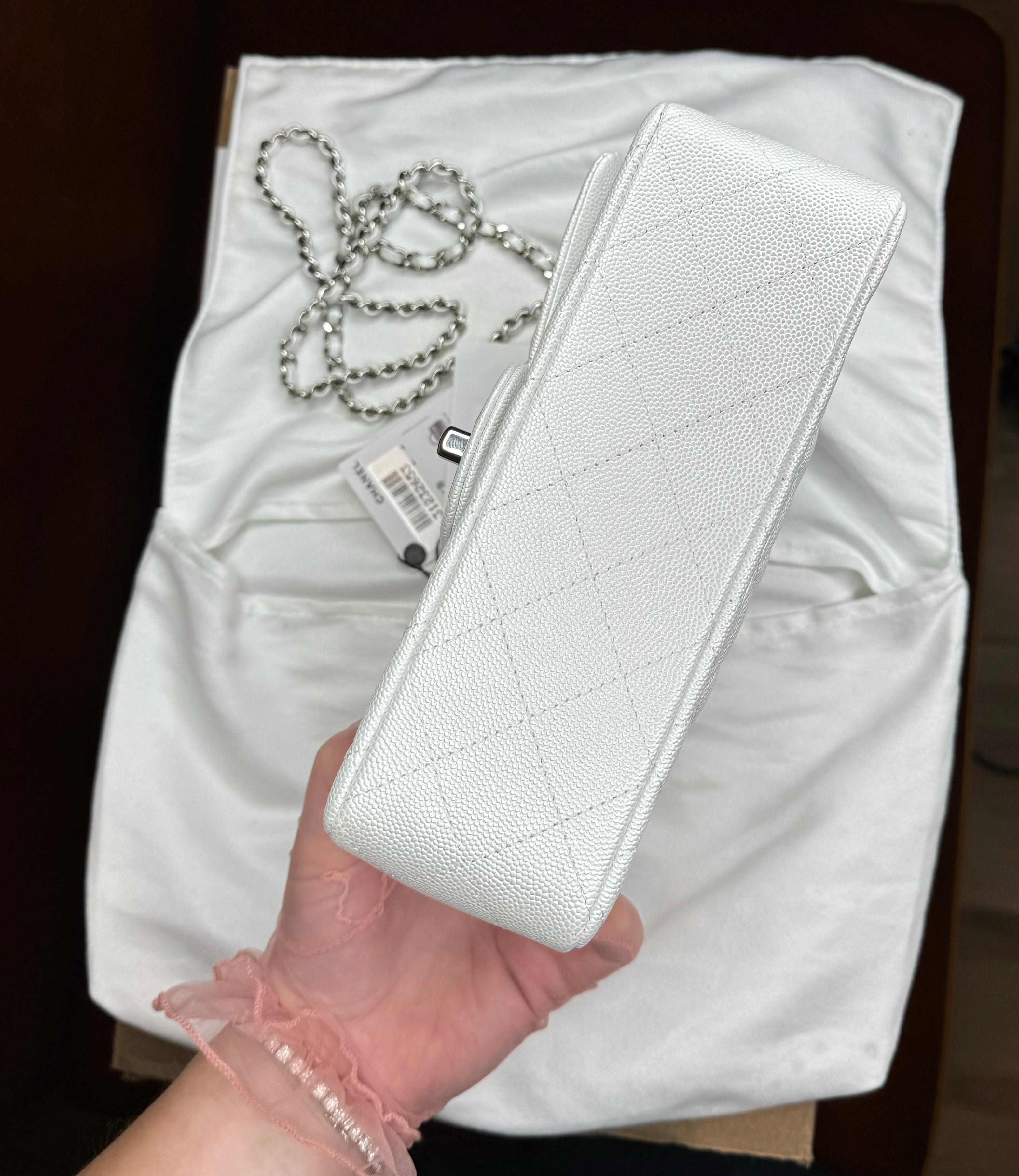 Chanel 21S Mini Iridescent White Caviar Top Handle – Its A Luv Story