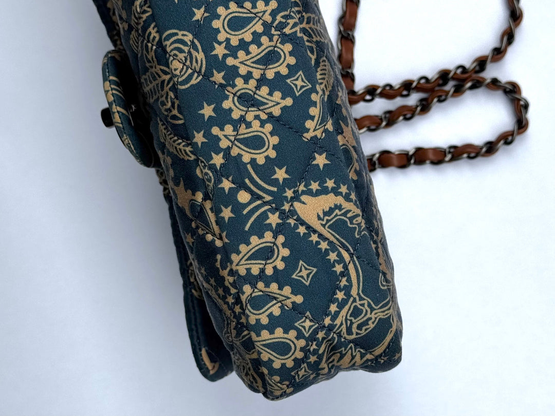 Chanel 2014 Paris Dallas Medium Teal Bandana Flap Bag