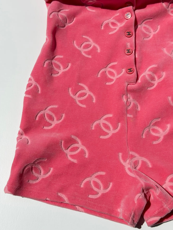 Chanel 1996 Pink Velour CC Romper