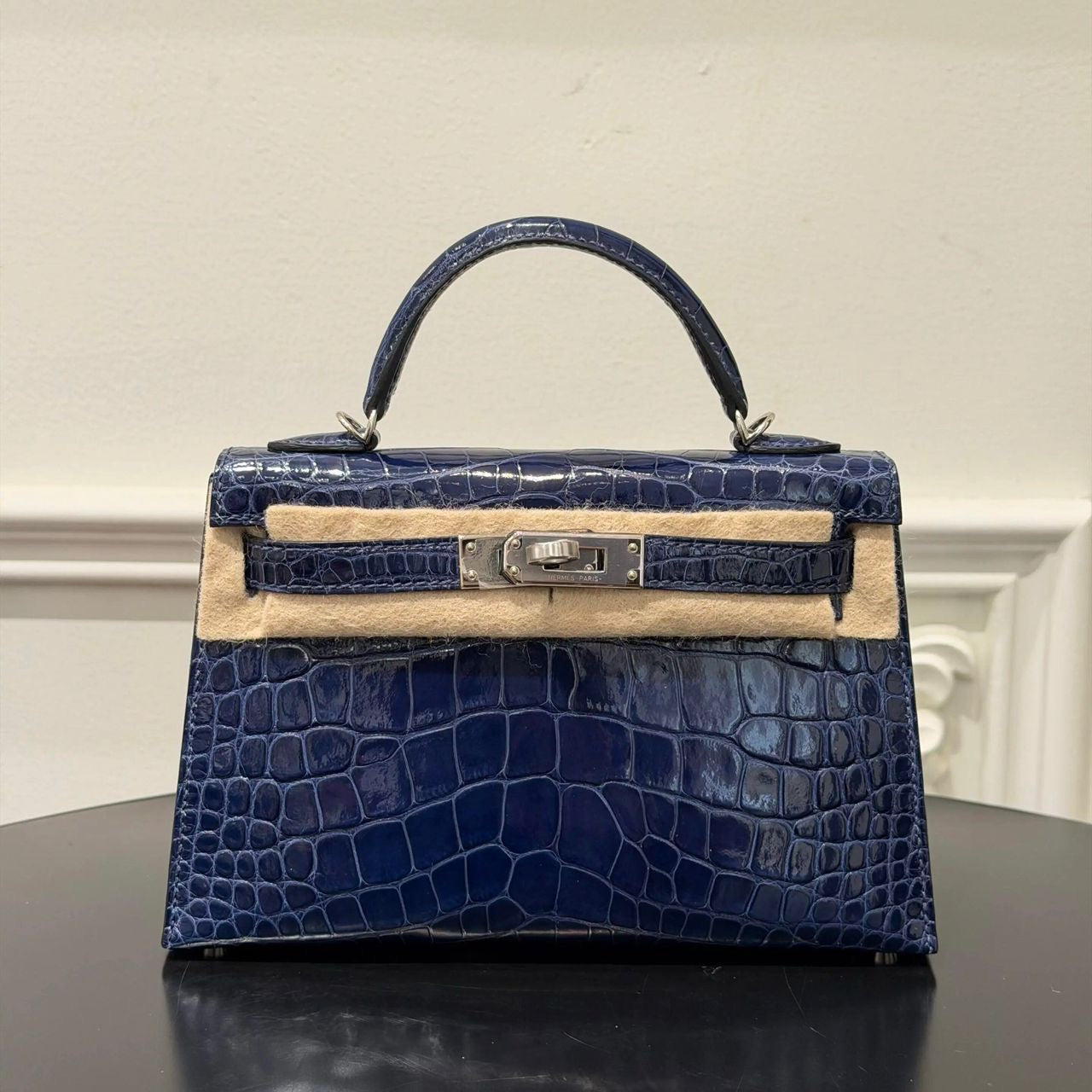 Hermès Mini Kelly 20 Niloticus Crocodile Bleu Saphir Palladium