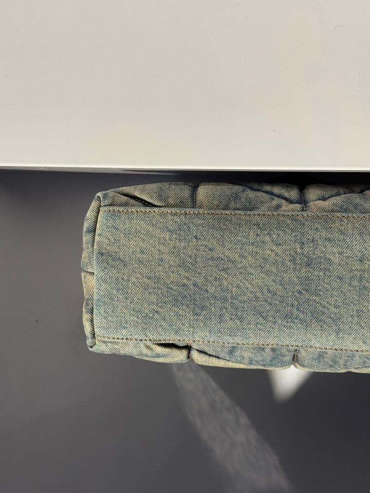 Saint Laurent Medium Denim Puffer Quilted Shoulder Bag