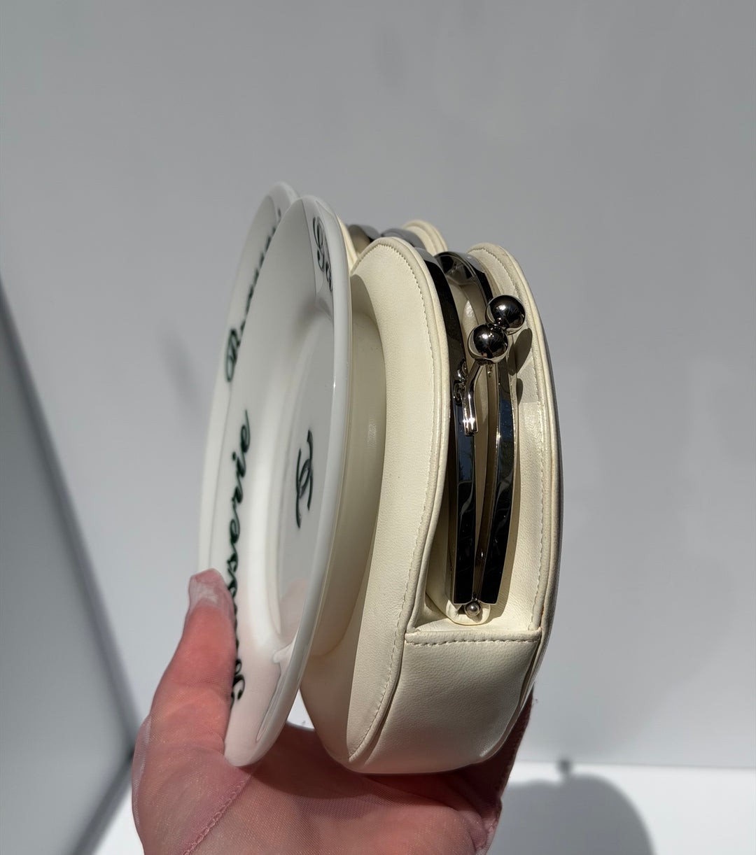 Chanel White Plexiglass Brasserie Gabrielle Plate Minaudière Silver Hardware 2015