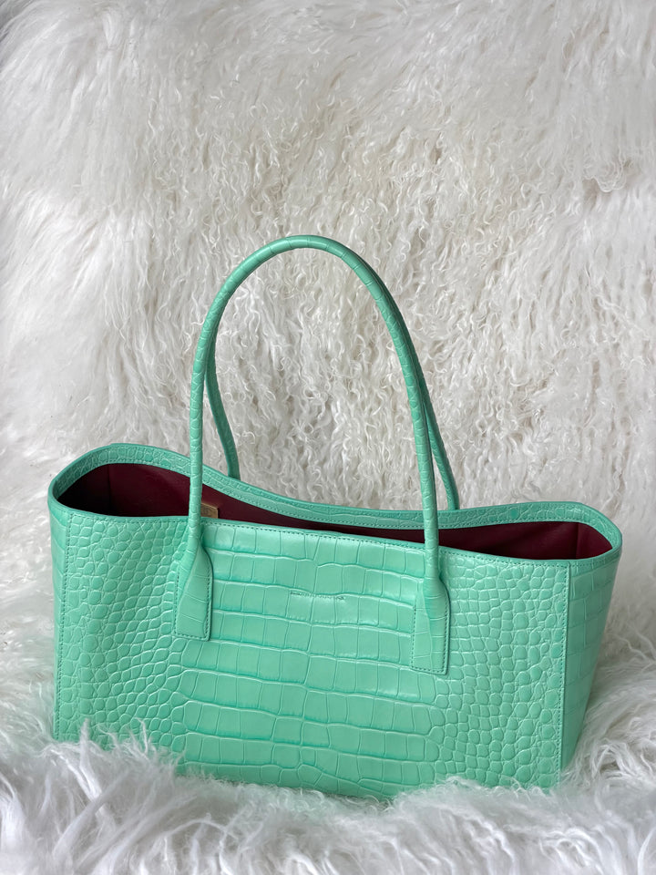 Chanel Small Shopping Bag Crocodile Embossed Calfskin Green 2026