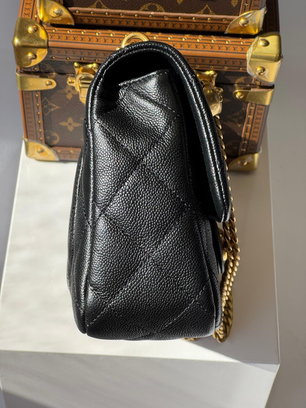 Chanel Black Medium Caviar Sweetheart Crush Flap Bag