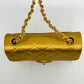 Chanel Gold Satin Mini Rectangle Flap