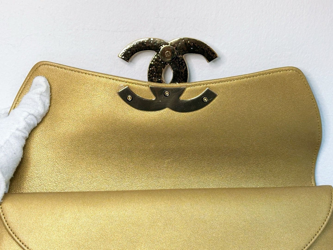 Chanel 19A Gold Egyptian CC Clutch