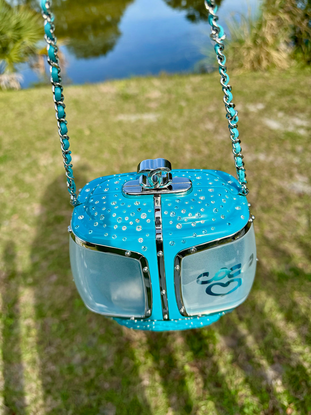Chanel Blue Ski Gondola Swarovski Minaudiere