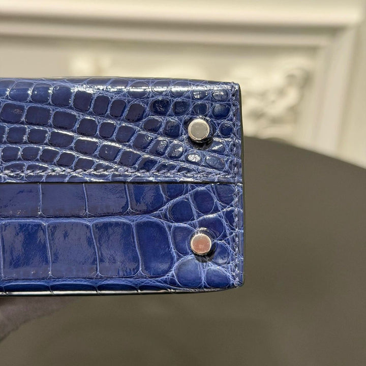 Hermès Mini Kelly 20 Niloticus Crocodile Bleu Saphir Palladium Hardware
