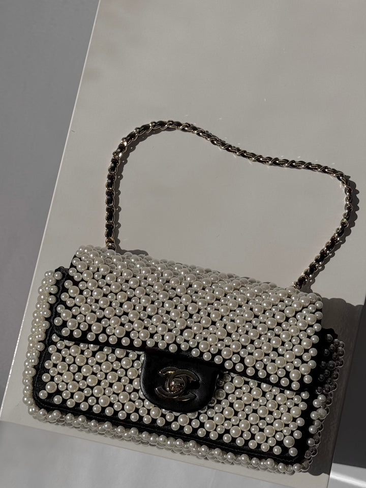 Chanel 19S Pearl Embellished Mini Rectangular Flap Bag