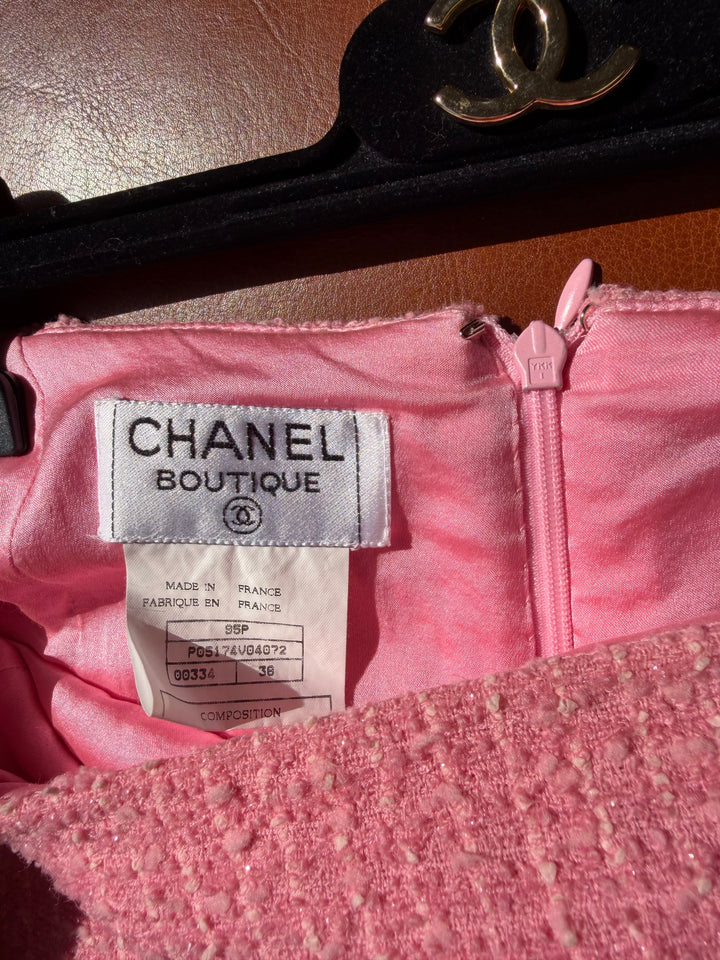 Chanel 1995 Spring “Barbie” Pink Tweed Skirt Suit