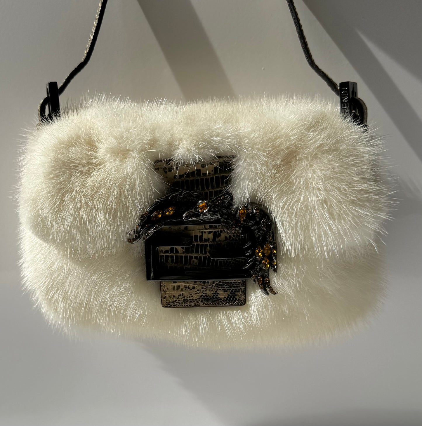 Fendi Mini Mink Fur Embellished Baguette