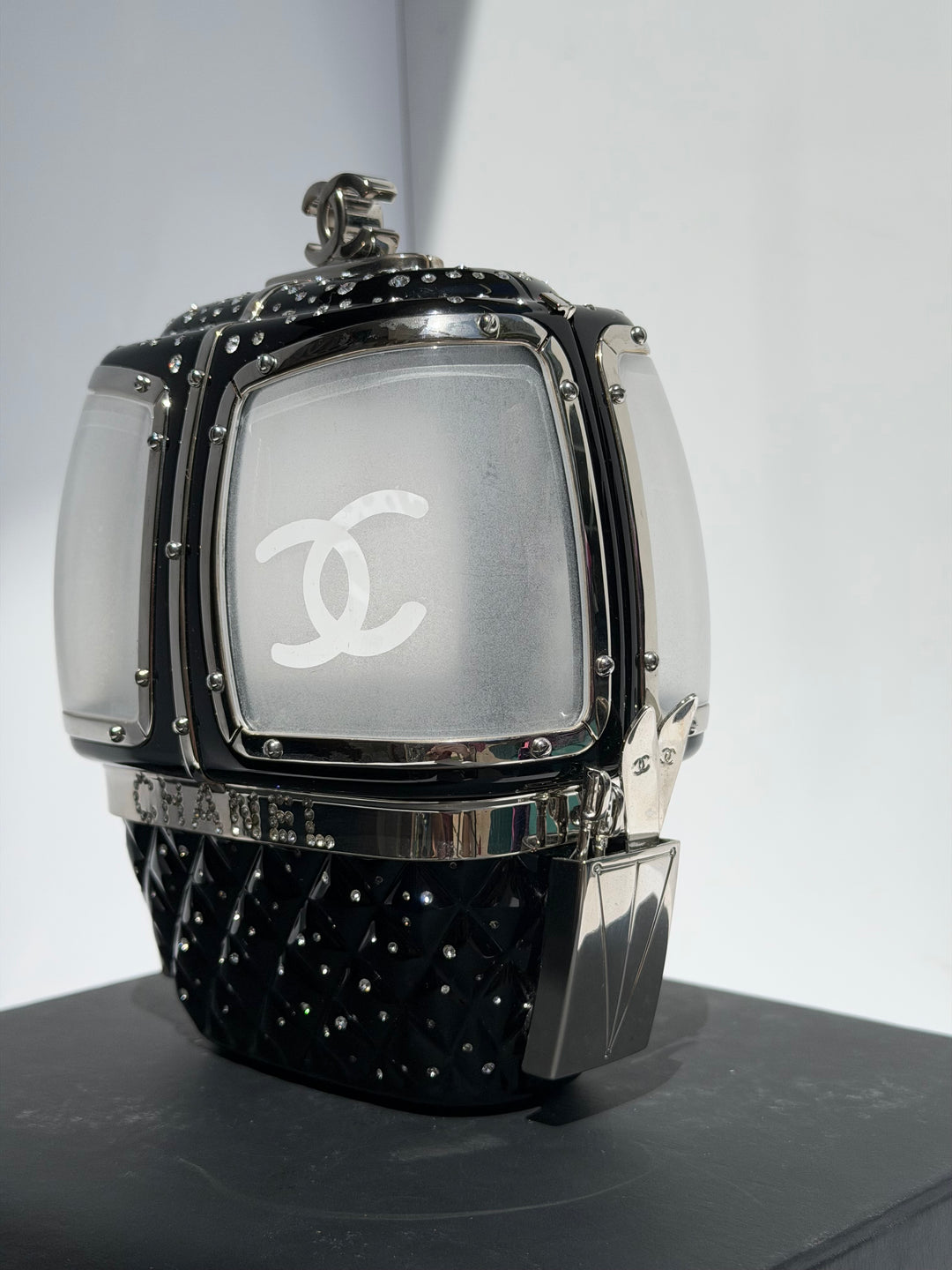 Chanel Ski Gondola Swarovski Minaudière Black Silver Hardware 2019