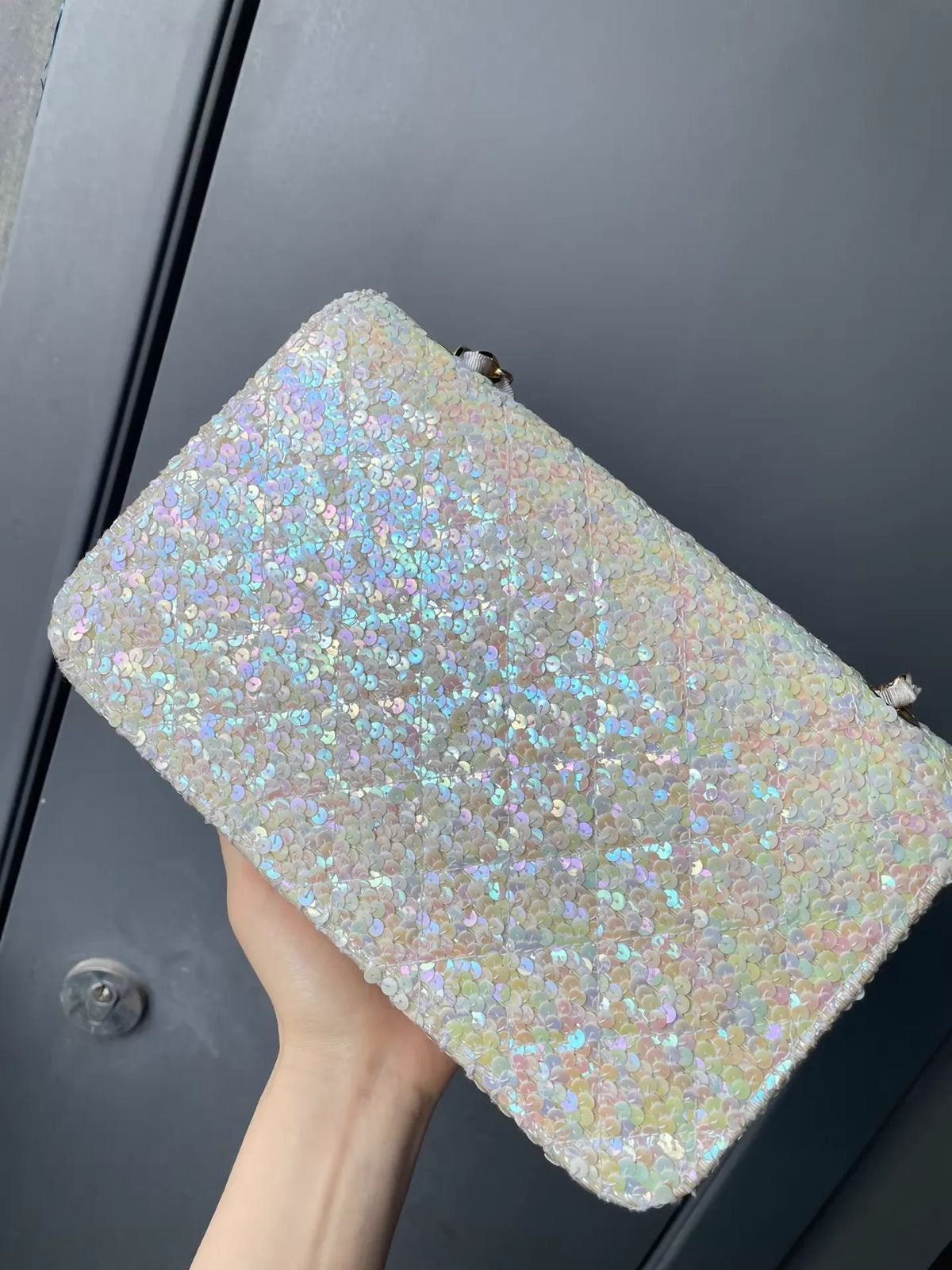 Chanel 1992 Medium Iridescent Sequin Flap Bag