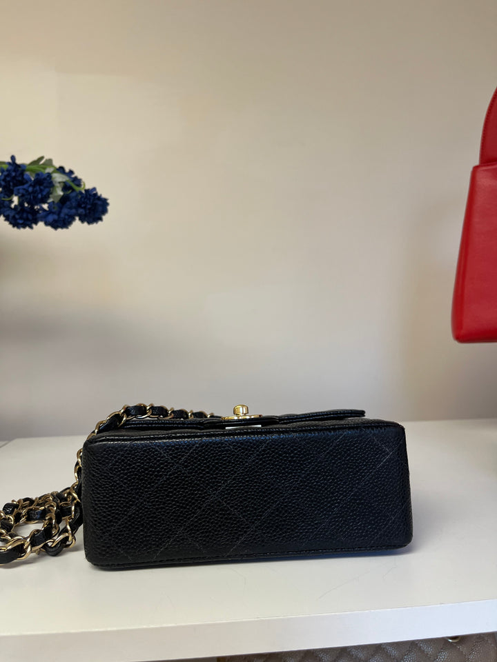 Chanel Black Caviar Vintage Mini Square Flap Bag