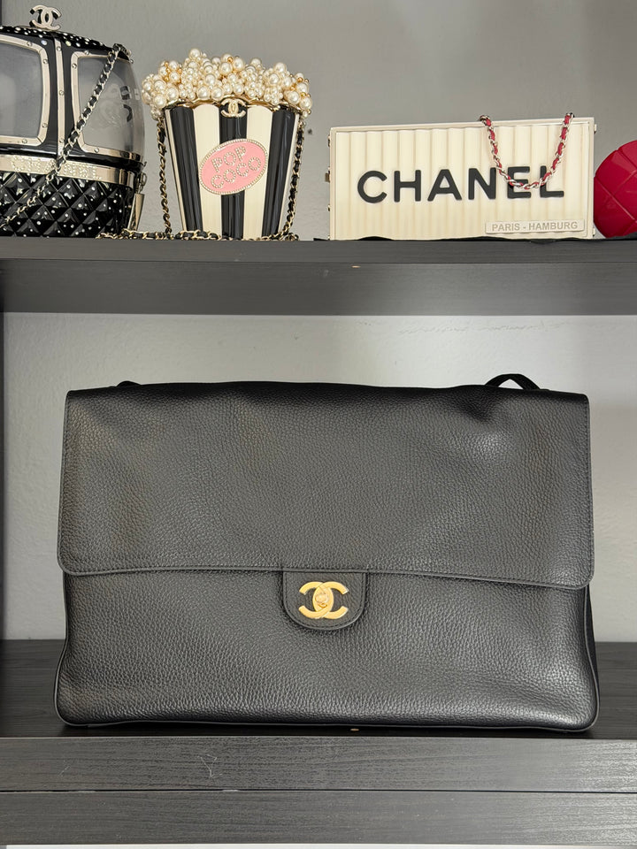 Chanel Maxi 38 Flap Bag Black Souplissimo Grained Calfskin Gold Tone Hardware 2026