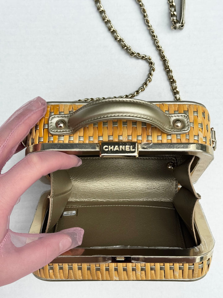Chanel 2019 Small Gold Wicker Vanity