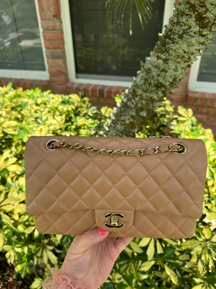 Chanel 18S Dark Beige Medium Caviar Flap Bag
