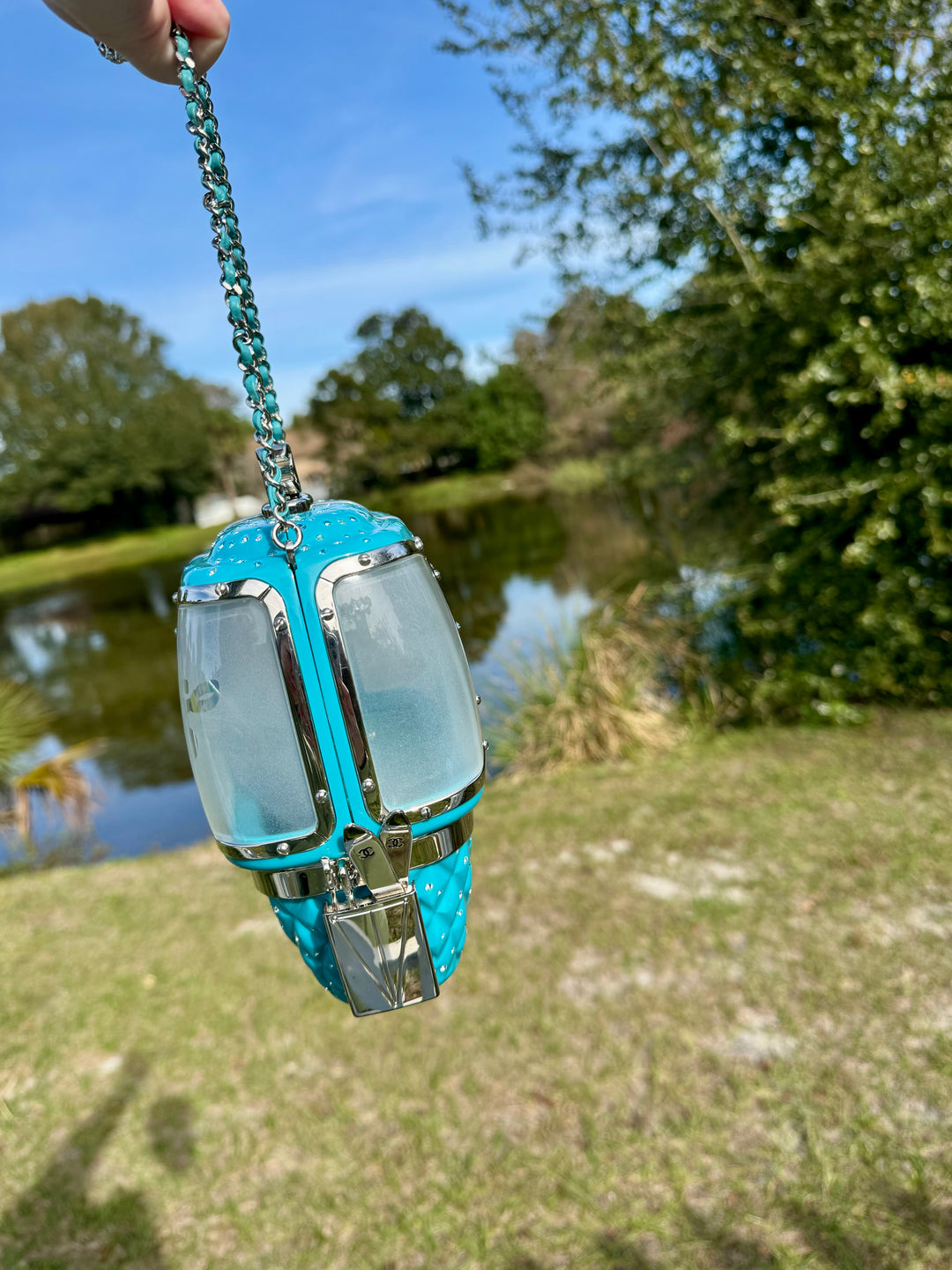 Chanel Blue Ski Gondola Swarovski Minaudiere