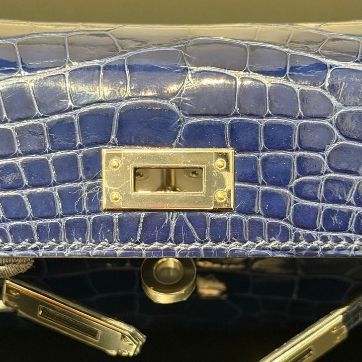Hermès Mini Kelly 20 Niloticus Crocodile Bleu Saphir Palladium Hardware