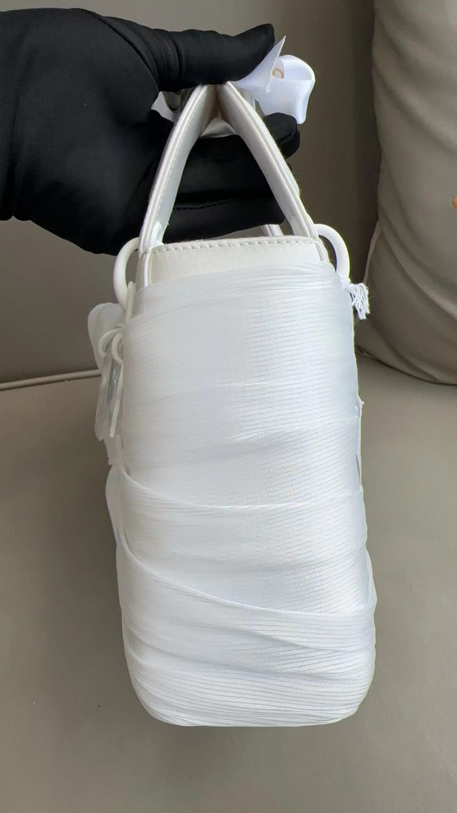 2023 Lady Dior Small White LED Twill Embellished Bag