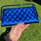 Chanel Classic Flap Patent Metallic Blue Frame Clutch