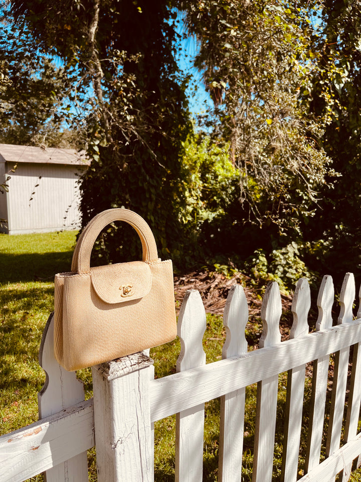 Chanel Vintage Medium Tan Rope Kelly Top Handle