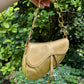 Christian Dior Metallic Gold Ostrich Saddle + Matching Pouch