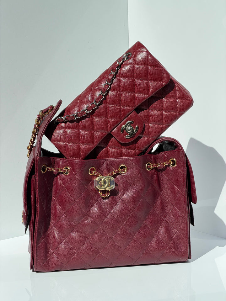 Chanel Small 25 Hobo Bag Caviar Leather Burgundy Antique Gold Hardware 2026