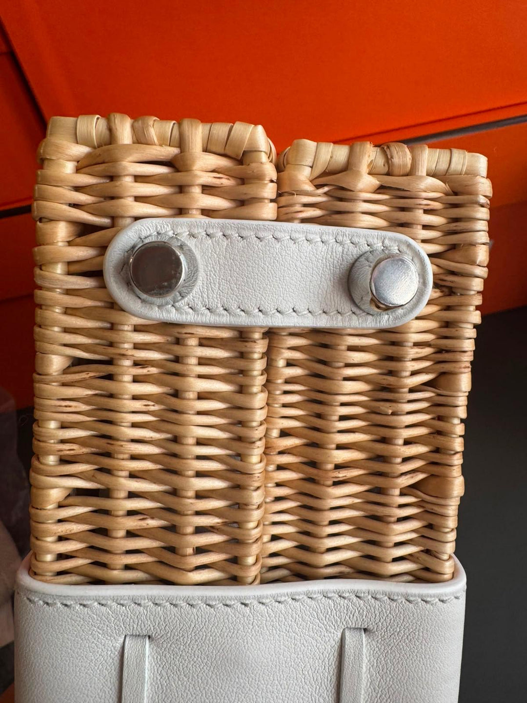 Hermès Mini Kelly Picnic Wicker New White Palladium Hardware 2020