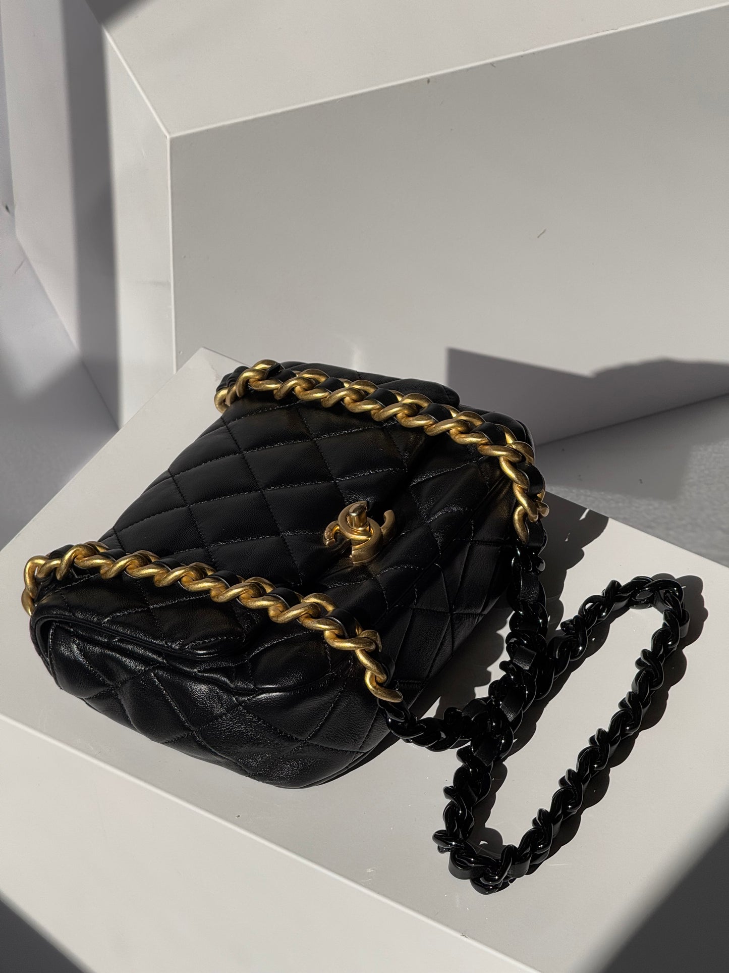 Chanel Lacquered Metal Small CC Lambskin Flap Bag