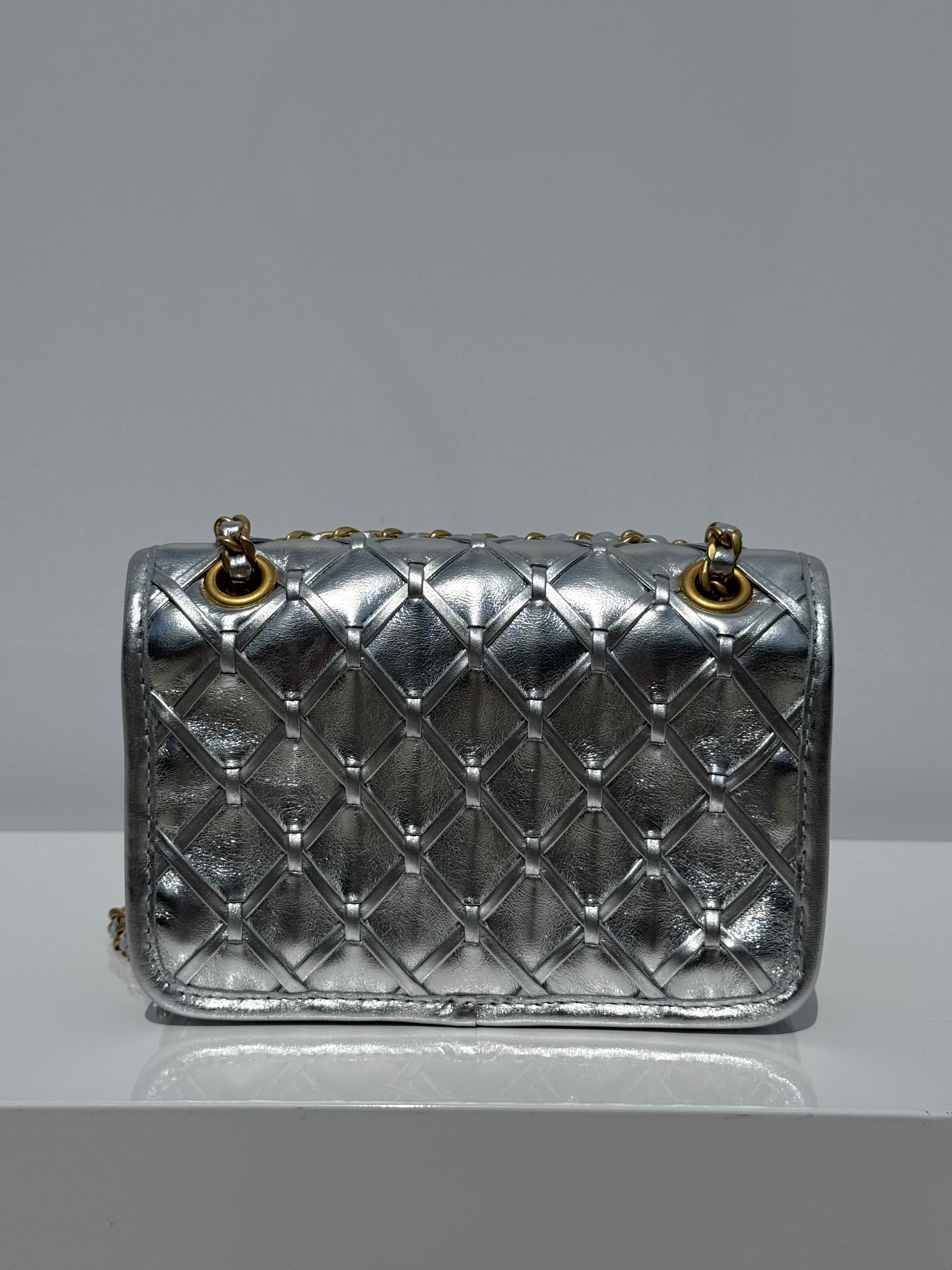 Chanel Silver Metallic Mini Braided Calfskin Flap Bag – Its A Luv