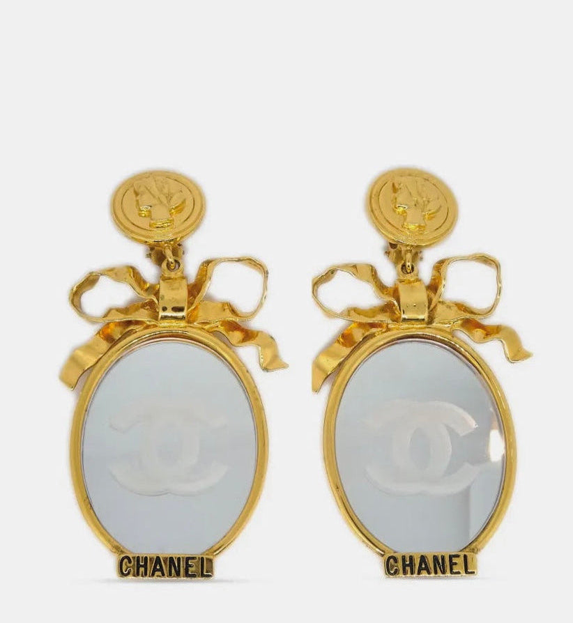 Chanel Mirror Drop Earrings Gold Plated 1990–2000